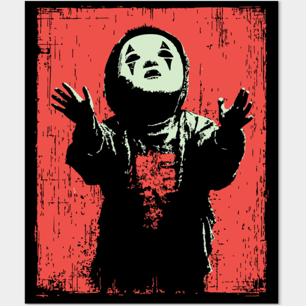 Creepy Child in Oni Mask Wall Art by TuncGK