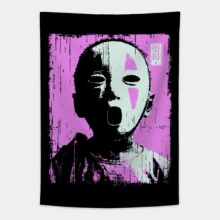 Masked Child With Purple Highlights Tapestry
