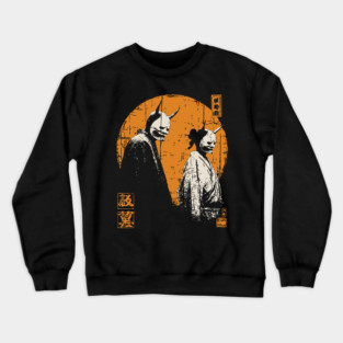 Twin Oni Demons Vintage Illustration Crewneck Sweatshirt