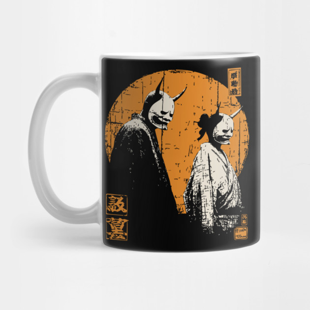 Twin Oni Demons Vintage Illustration by TuncGK