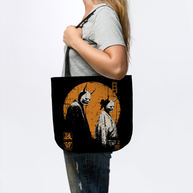 Twin Oni Demons Vintage Illustration by TuncGK