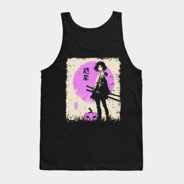 Anime Girl With Katana and Pumpkin Tank Top by TuncGK