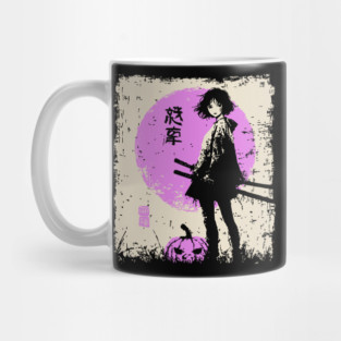Anime Girl With Katana and Pumpkin Mug