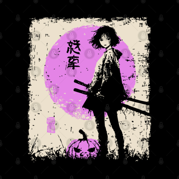 Anime Girl With Katana and Pumpkin by TuncGK