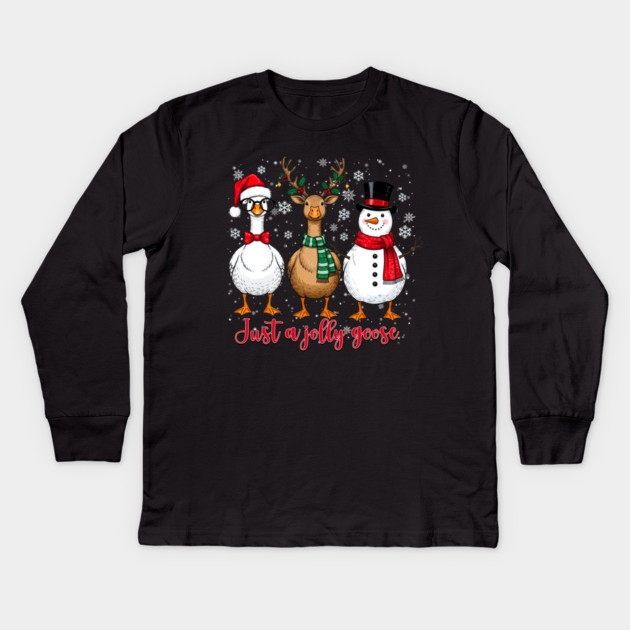 Just A Jolly Goose Christmas - Retro Merry Christmas Kids Long Sleeve T-Shirt by Hicham's Store 8