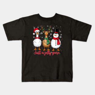 Just A Jolly Goose Christmas - Retro Merry Christmas Kids T-Shirt