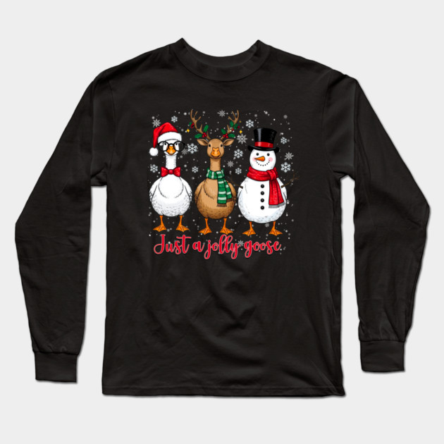 Just A Jolly Goose Christmas - Retro Merry Christmas Long Sleeve T-Shirt by Hicham's Store 8