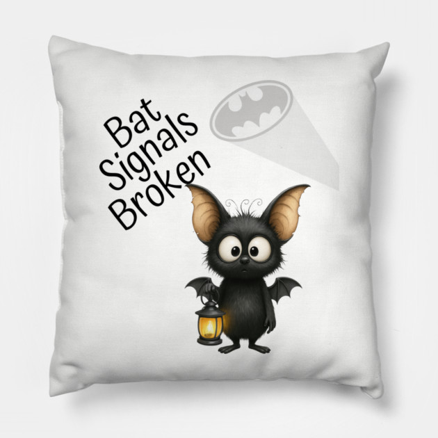Cute Bat with Lantern Funny Halloween Costume Art Pillow by Kathy Hawke