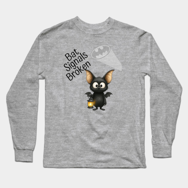 Cute Bat with Lantern Funny Halloween Costume Art Long Sleeve T-Shirt by Kathy Hawke