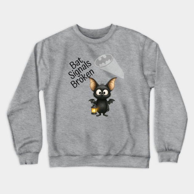 Cute Bat with Lantern Funny Halloween Costume Art Crewneck Sweatshirt by Kathy Hawke