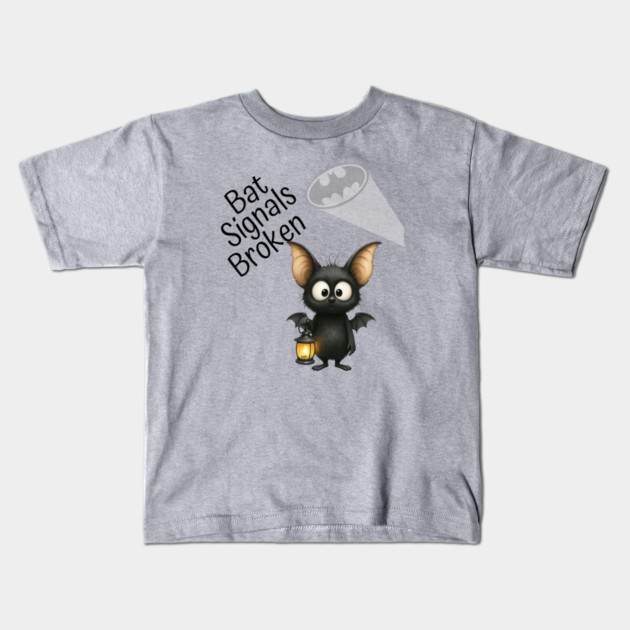 Cute Bat with Lantern Funny Halloween Costume Art Kids T-Shirt by Kathy Hawke