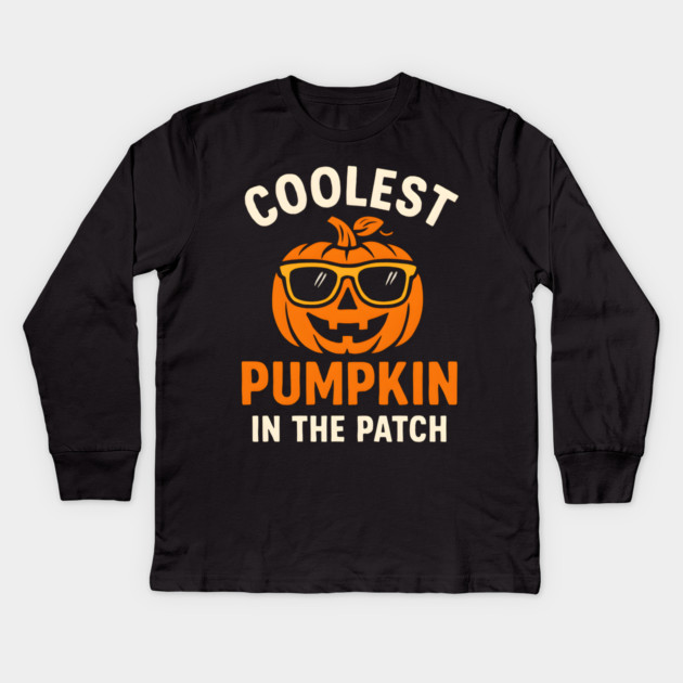 Coolest Pumpkin in the Patch Halloween Graphic Kids Long Sleeve T-Shirt by MakerMind8.2