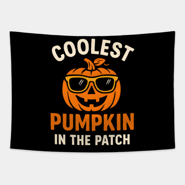 Coolest Pumpkin in the Patch Halloween Graphic Tapestry by MakerMind8.2