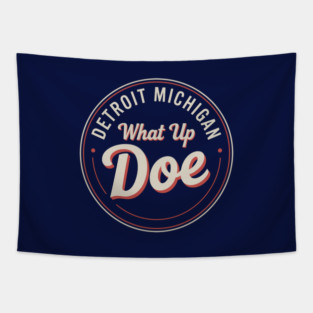 Retro Detroit Michigan | What Up Doe Tapestry