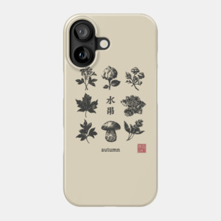 Autumn Mushrooms and Japanese Botanical Art Phone Case