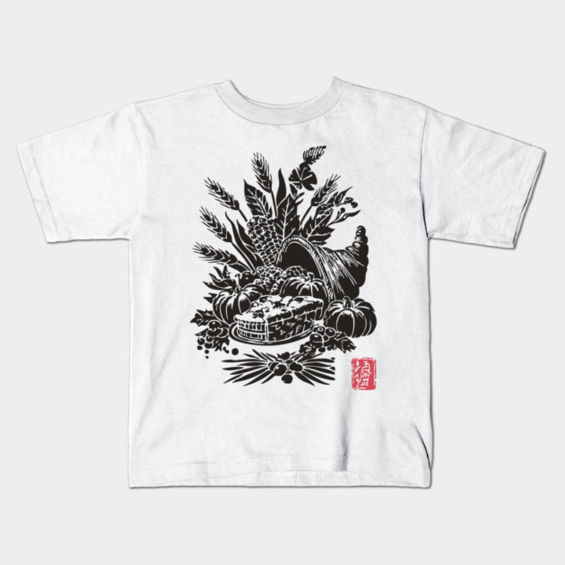 Cornucopia Harvest Illustration Kids T-Shirt by TuncGK