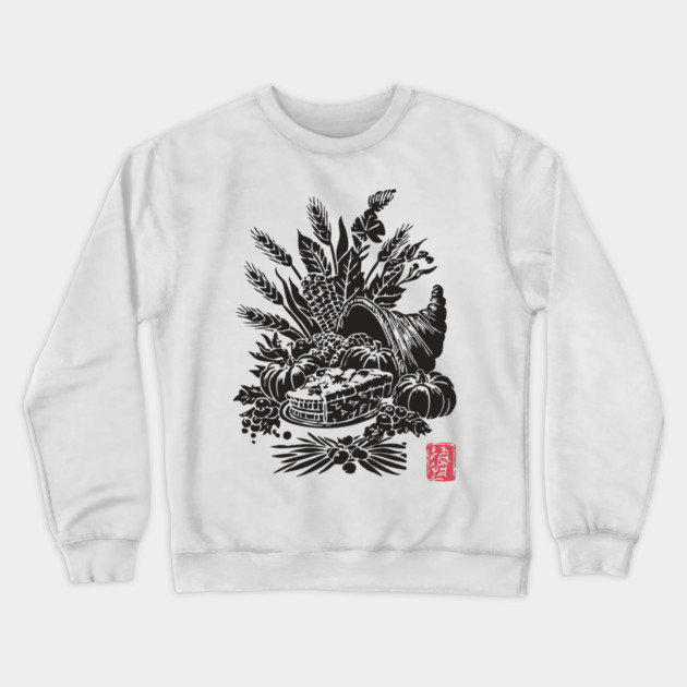Cornucopia Harvest Illustration Crewneck Sweatshirt by TuncGK