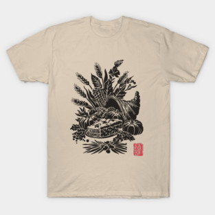 Cornucopia Harvest Illustration T-Shirt