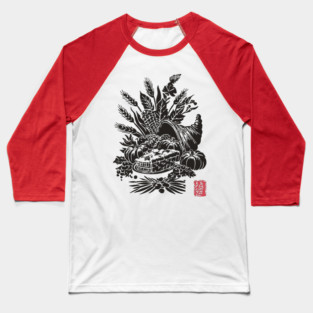 Cornucopia Harvest Illustration Baseball T-Shirt
