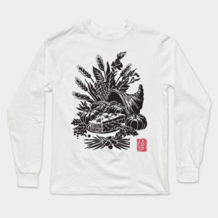 Cornucopia Harvest Illustration Long Sleeve T-Shirt