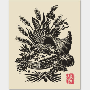Cornucopia Harvest Illustration Posters and Art