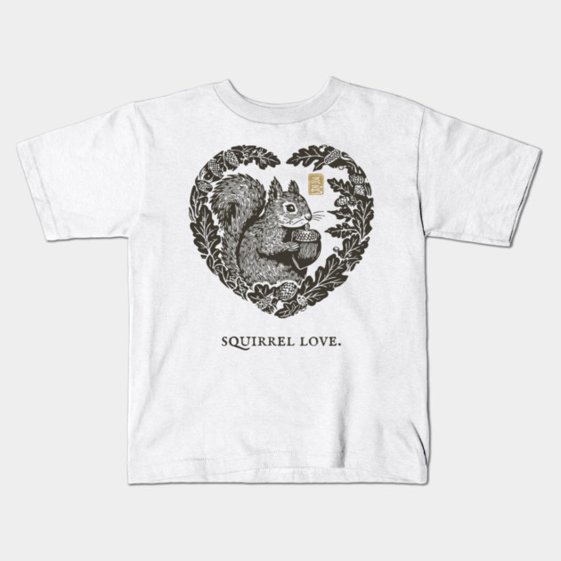Squirrel Love Heart Design Kids T-Shirt by TuncGK