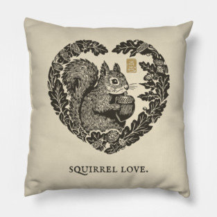 Squirrel Love Heart Design Pillow