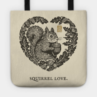 Squirrel Love Heart Design Tote