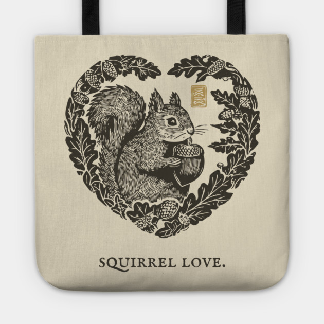 Squirrel Love Heart Design Tote by TuncGK