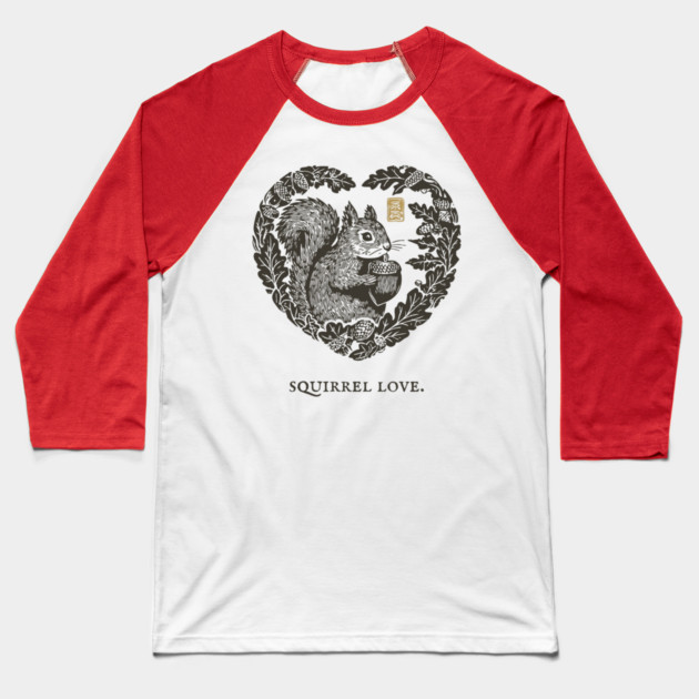 Squirrel Love Heart Design Baseball T-Shirt by TuncGK