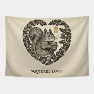 Squirrel Love Heart Design Tapestry