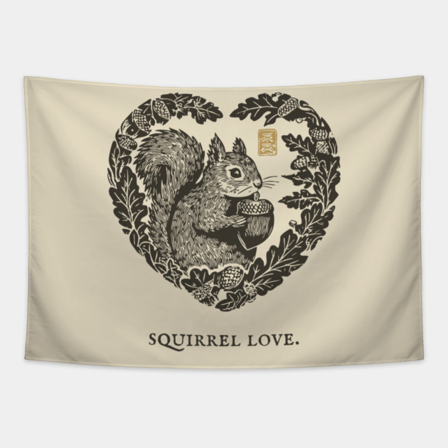 Squirrel Love Heart Design Tapestry by TuncGK
