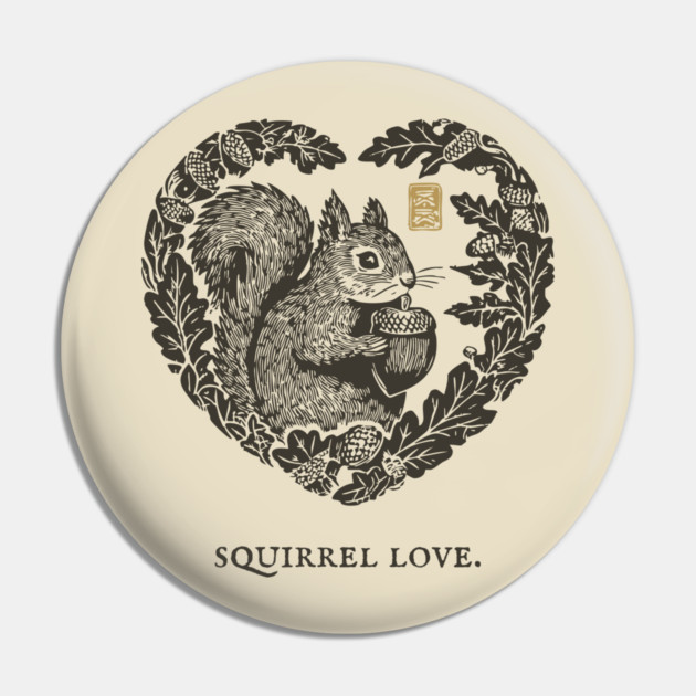 Squirrel Love Heart Design Pin by TuncGK