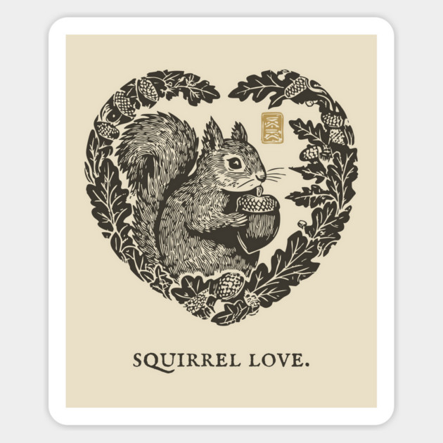 Squirrel Love Heart Design Magnet by TuncGK