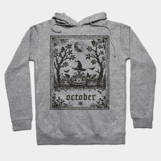October Witch and Pumpkins Hoodie by TuncGK