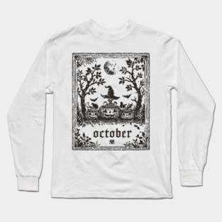 October Witch and Pumpkins Long Sleeve T-Shirt