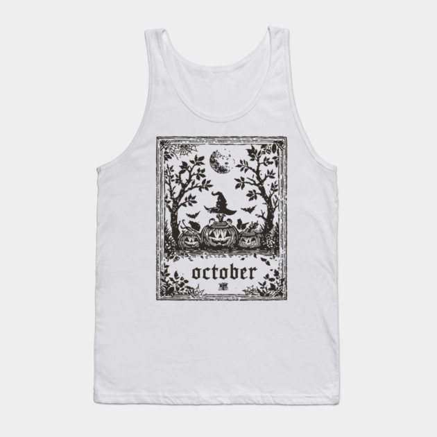 October Witch and Pumpkins Tank Top by TuncGK