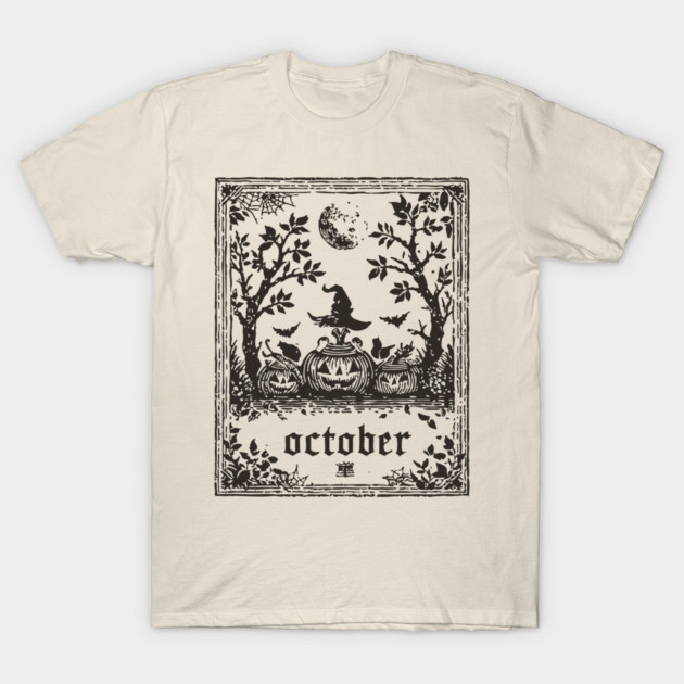 October Witch and Pumpkins T-Shirt by TuncGK