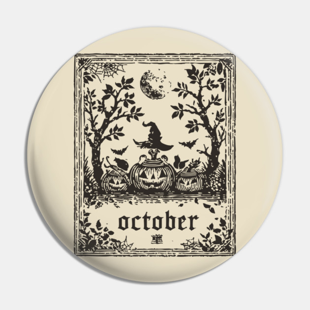 October Witch and Pumpkins Pin by TuncGK