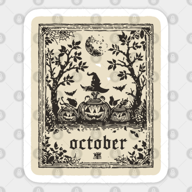 October Witch and Pumpkins Sticker by TuncGK