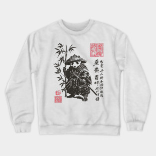 Samurai Panda with Japanese Script Crewneck Sweatshirt