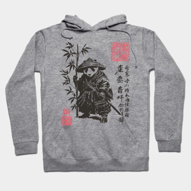 Samurai Panda with Japanese Script Hoodie by TuncGK