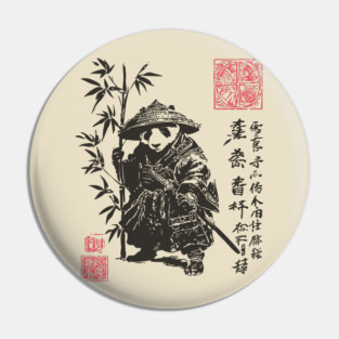 Samurai Panda with Japanese Script Pin
