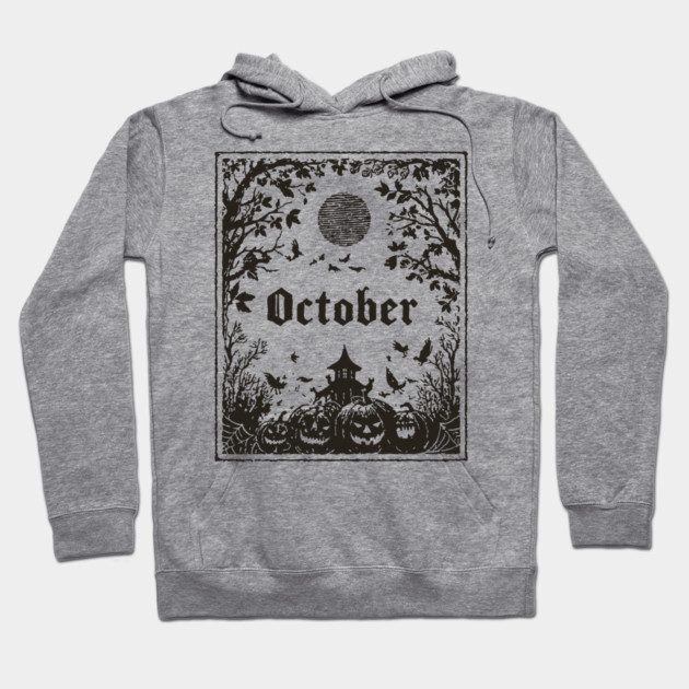 October Haunted House Scene Hoodie by TuncGK