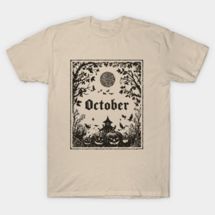 October Haunted House Scene T-Shirt