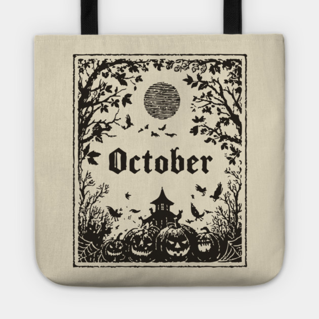 October Haunted House Scene Tote by TuncGK