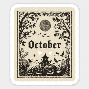 October Haunted House Scene Magnet