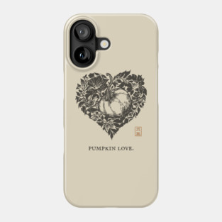 Pumpkin Love Heart Design Phone Case