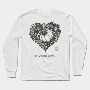 Pumpkin Love Heart Design Long Sleeve T-Shirt