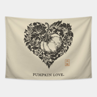 Pumpkin Love Heart Design Tapestry